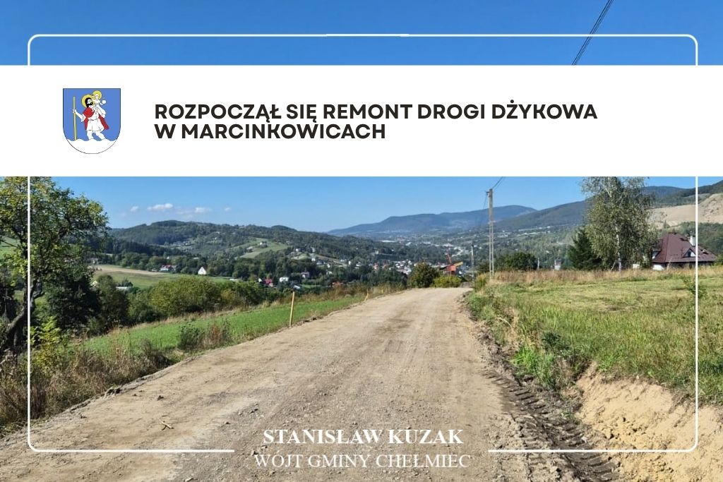 Rozpoczęły się prace remontowe na drodze gminnej Dżykowa w miejscowości Marcinkowice. Inwestycja obejmuje kompleksową modernizację nawierzchni oraz wykonanie niezbędnych prac związanych z odwodnieniem i poboczami.