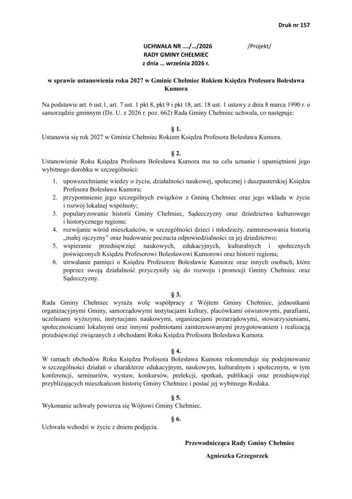 rok 2027 rokiem ks. Bolesława Kumora
